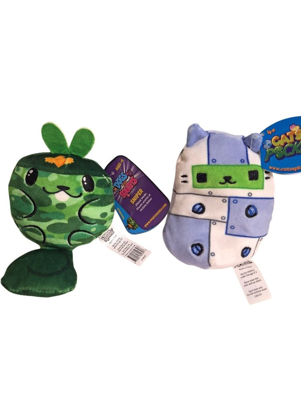 Cyborg Cat 505 Dogs vs Squirls 021 Sniper Cats Vs Pickles Beanie Plush Lot